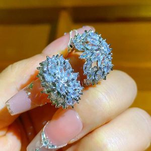 Home super sparkling micro pave zircon earrings half hoop women's bridal accessories earrings