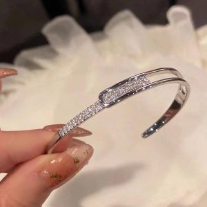 Home gypsophila micro pave zirconia full diamond exquisite slim bracelet open light luxury fashion high end niche